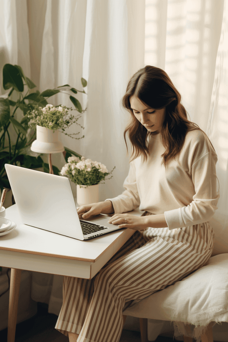 A woman using a laptop