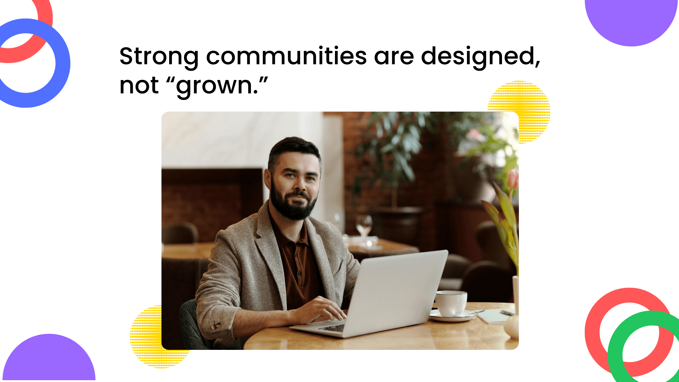 Coach working on laptop reinforces that strong coaching communities are intentionally designed, not grown.