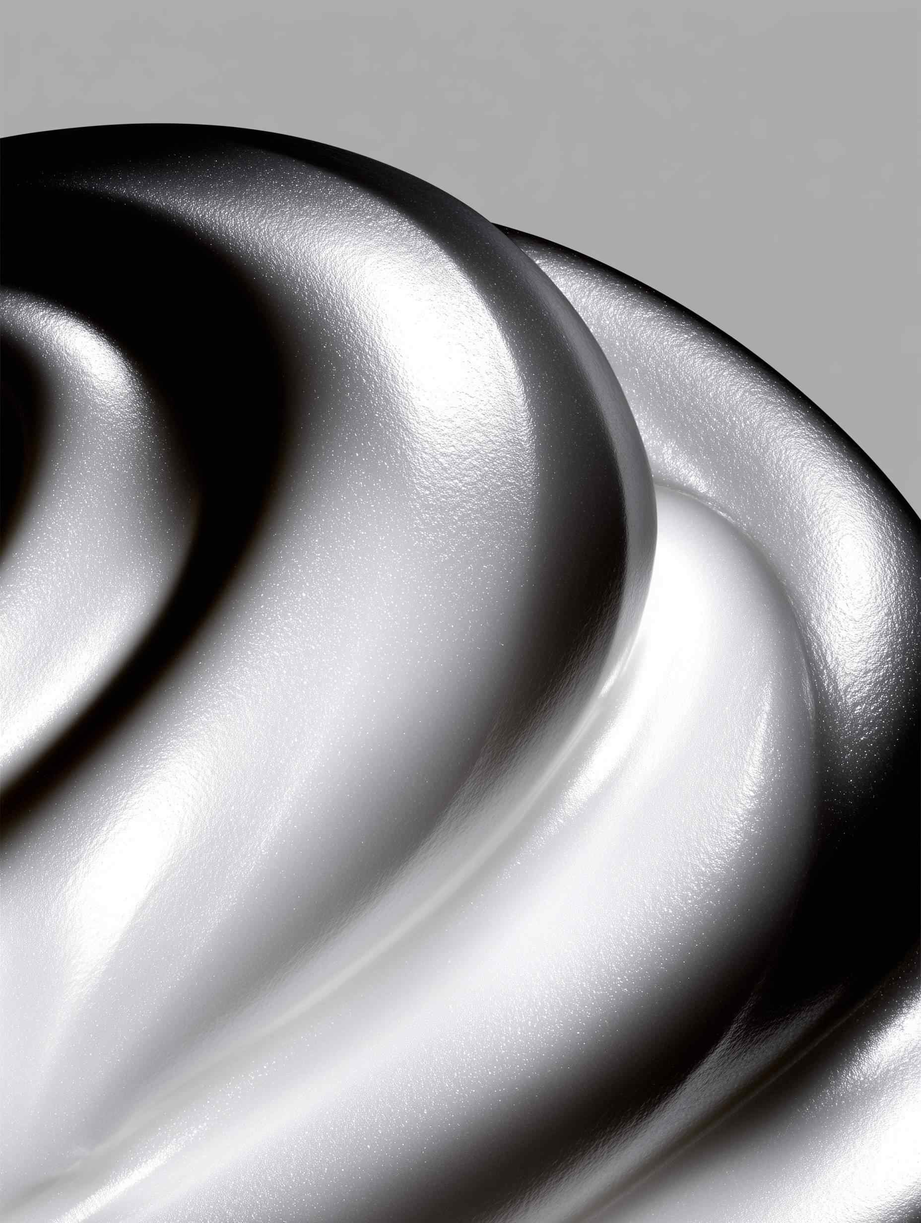 White cosmetic product with swirled texture and sparkle