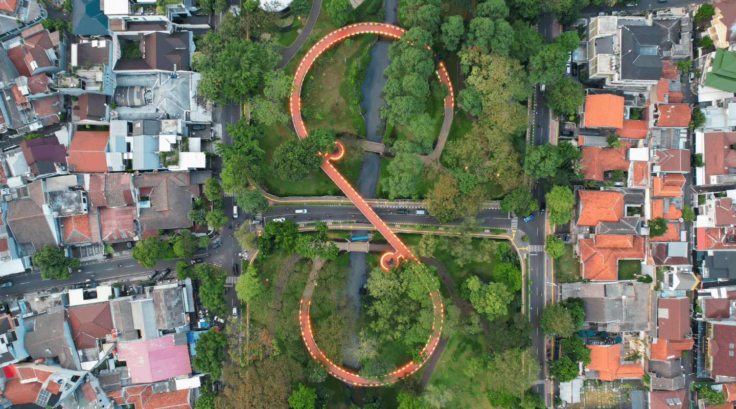 walkway over busy road