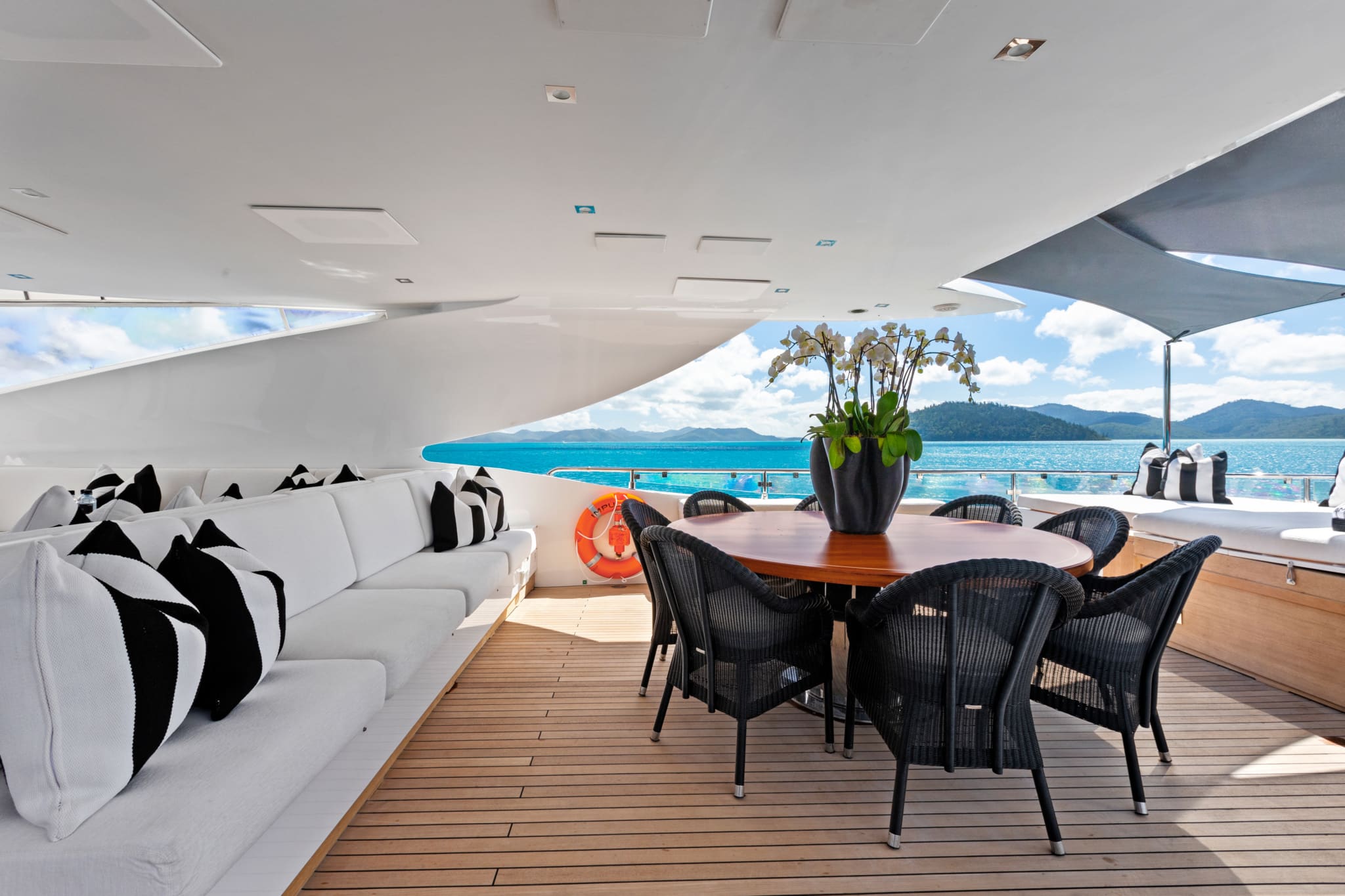 Boat docked in marina