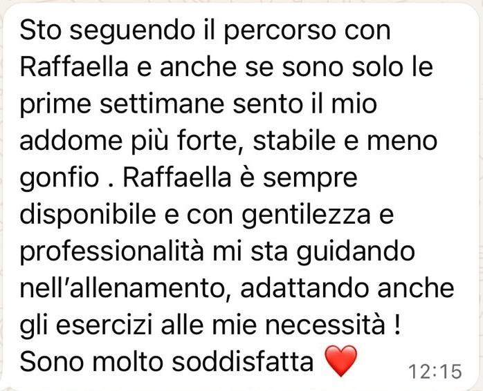 Messaggio di Ilaria su come la segue Raffaella