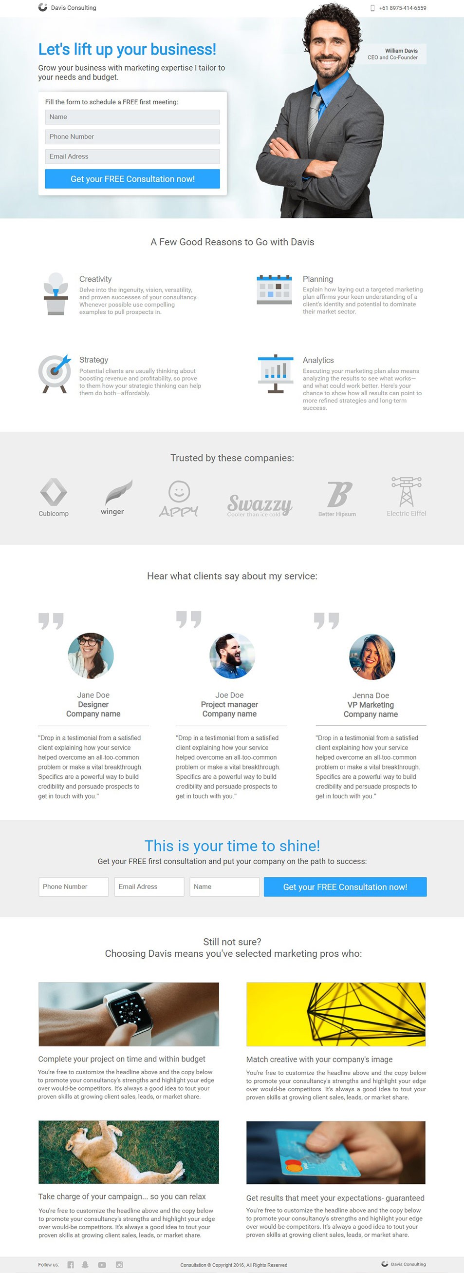 Business consultant — original Pagewiz landing page template