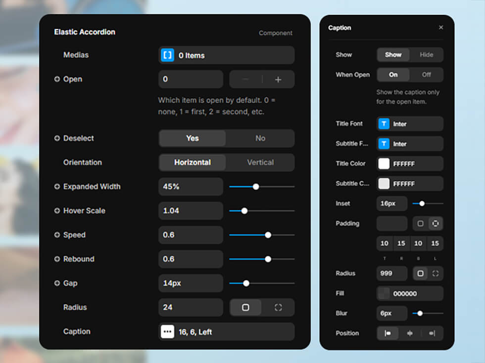 Capture d'écran du component Framer Elastic Accordion