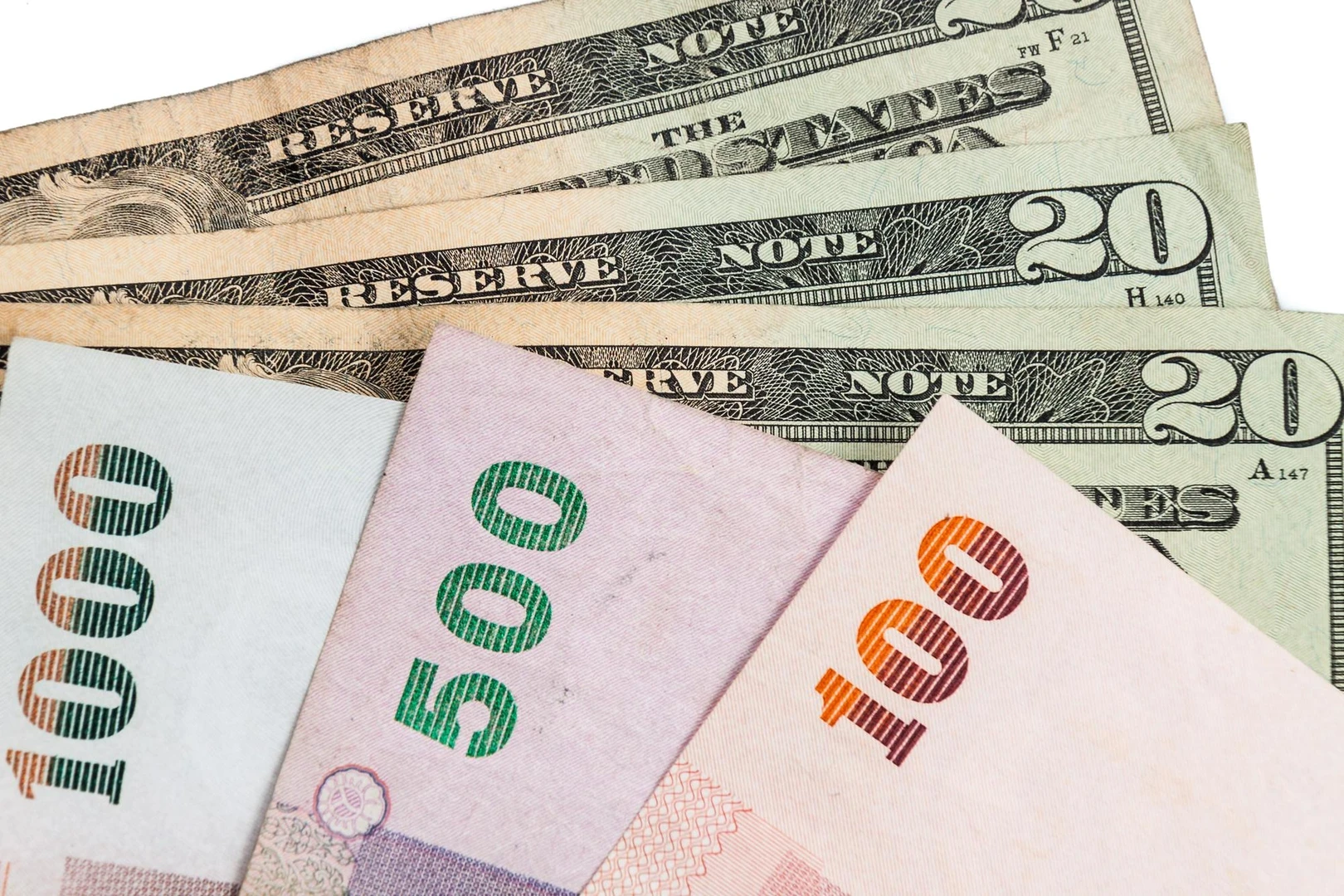 Close-up of currency on white background