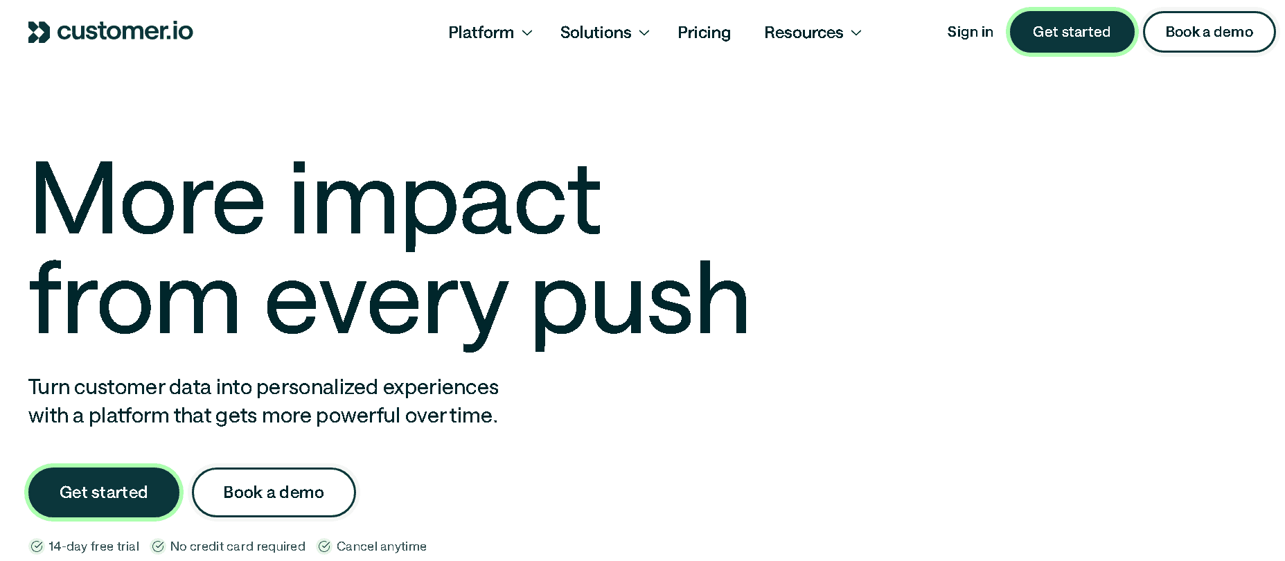 Customer.io home