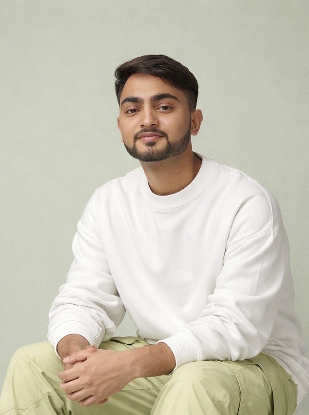 Portrait of portfolio creator – back view