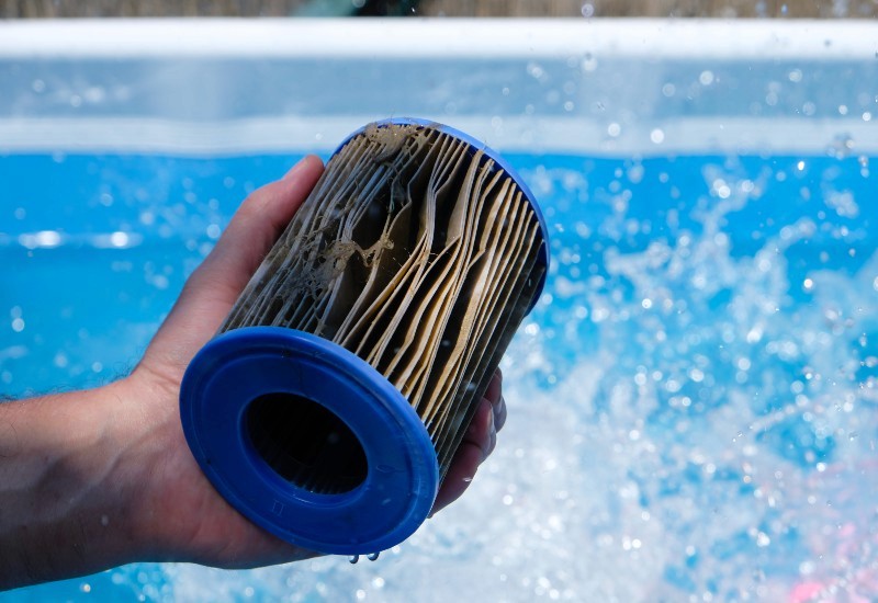 Beautiful luxury wooden pool deck 
