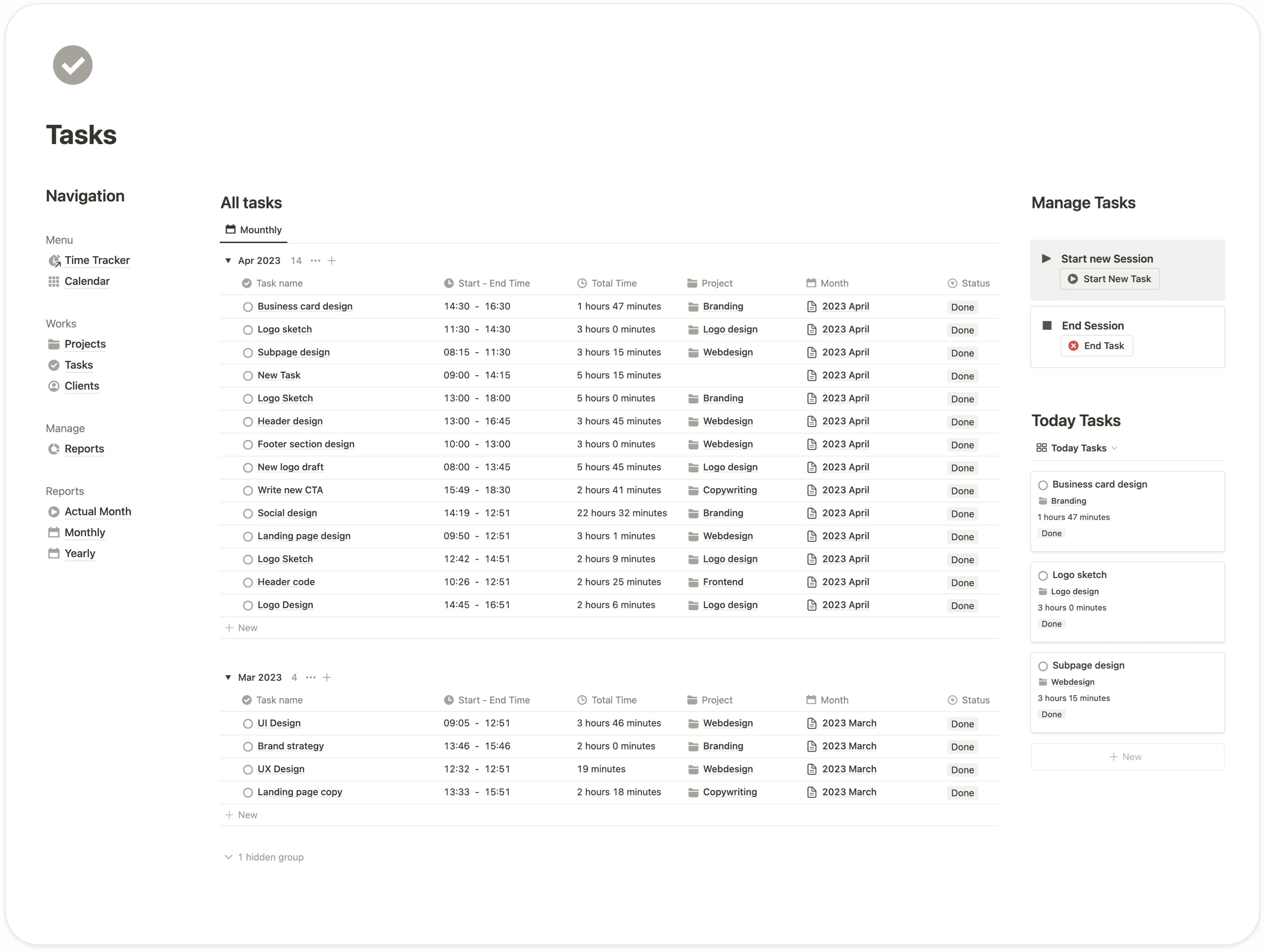 Notion Ultimate Time Tracker Template