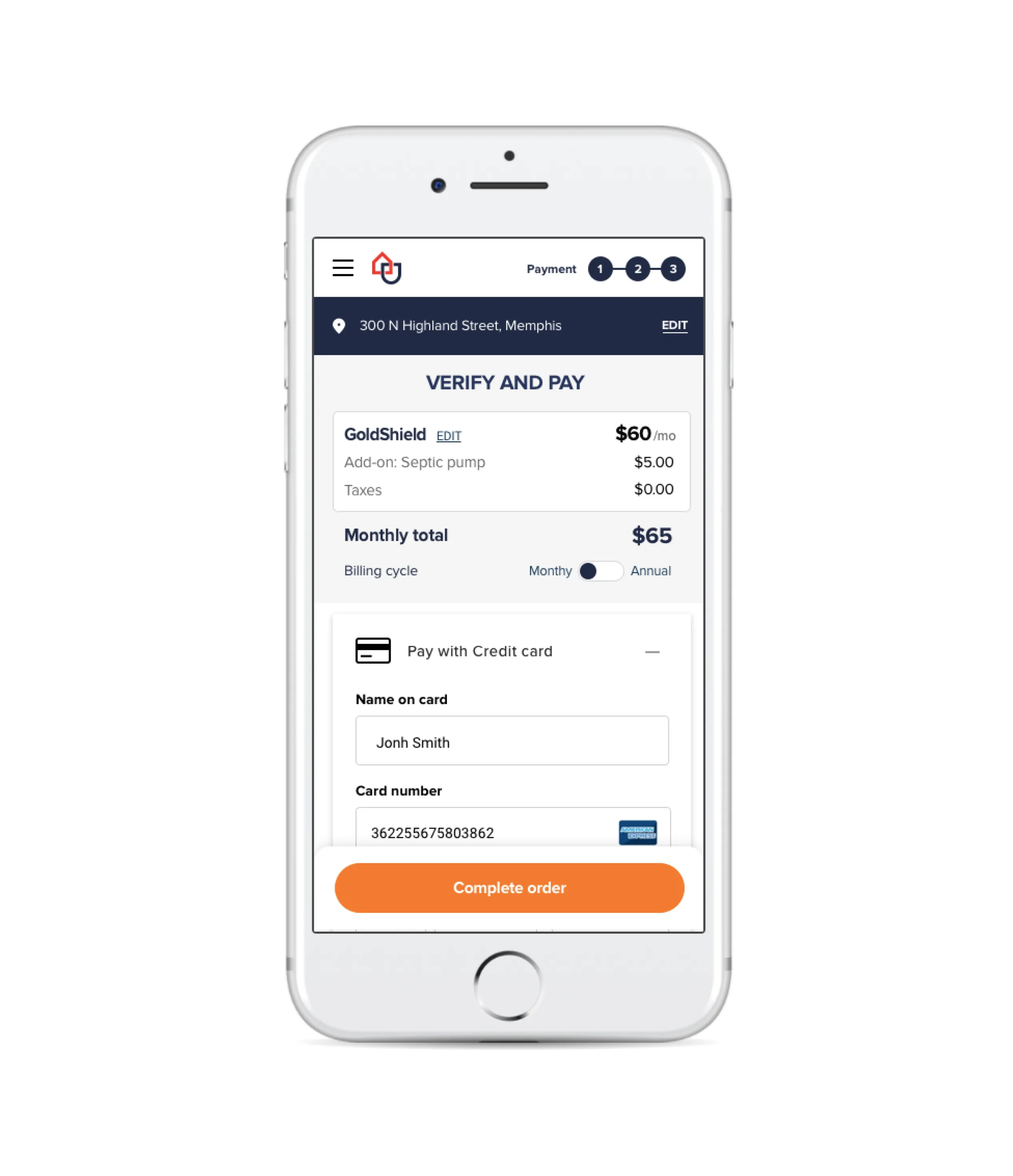 Mobile payment page