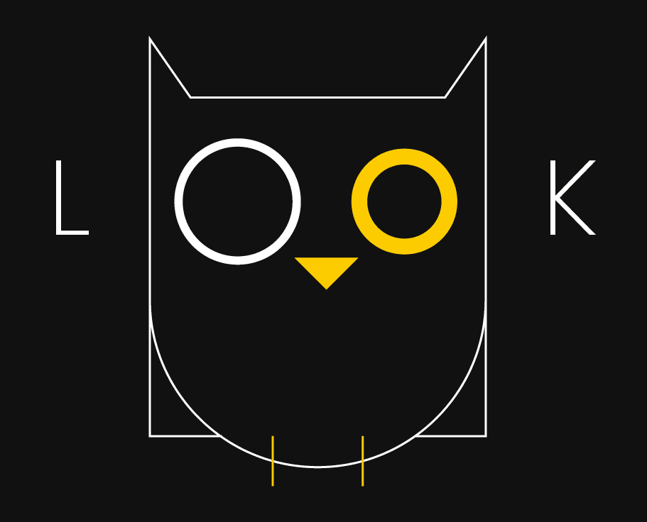 Simple illustration of the word "LOOK" with the two "O"s working as the eyes of a simplified owl.