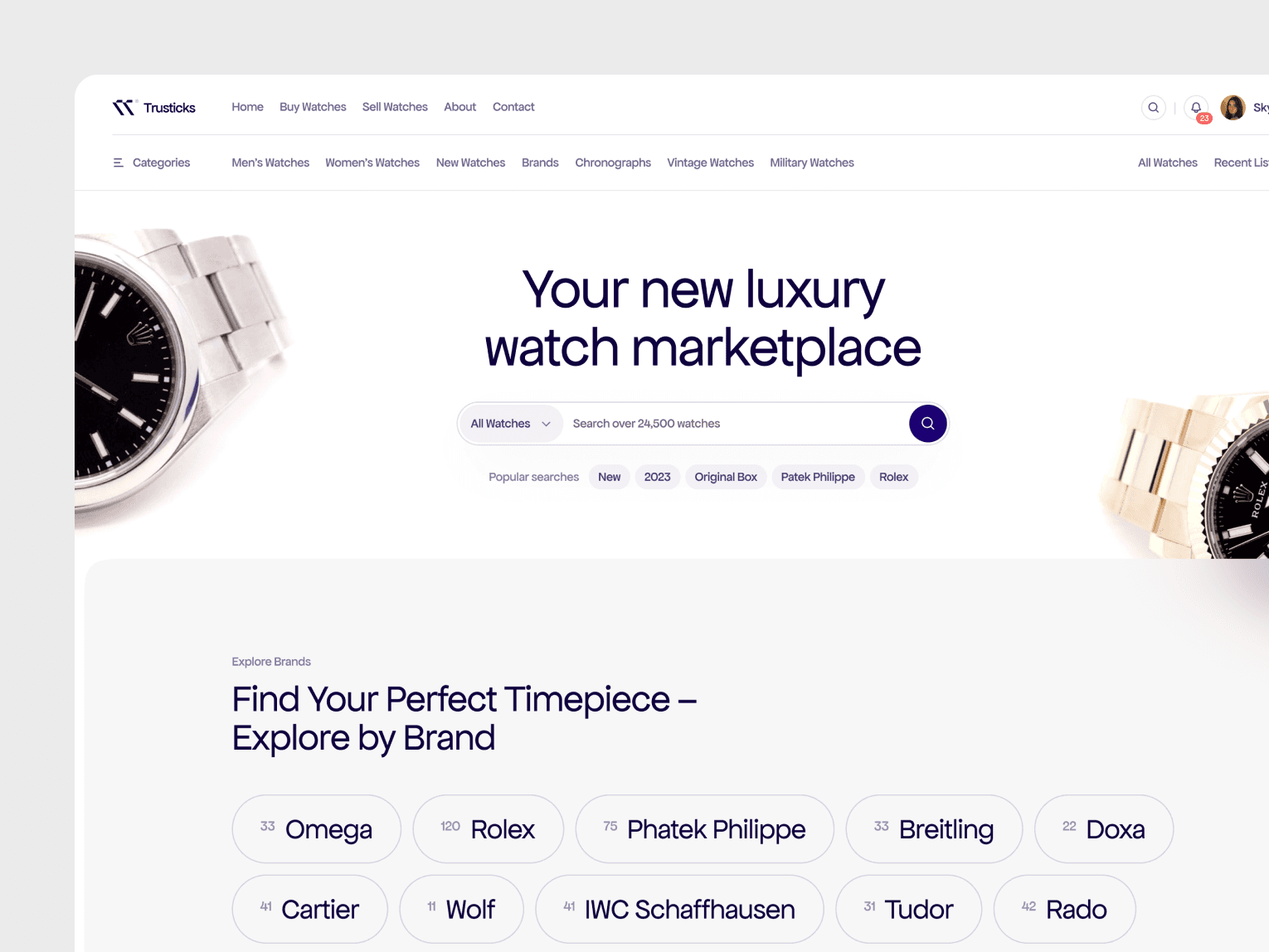 trusticks homepage web design