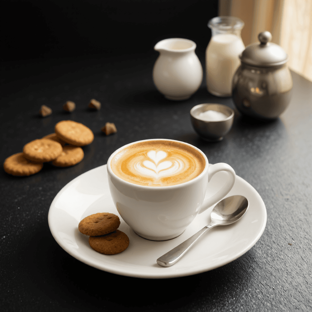 product photography of coffee with cookies