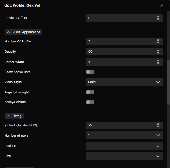 Option Profile - DeepGamma Web. Sizing screenshot 8.