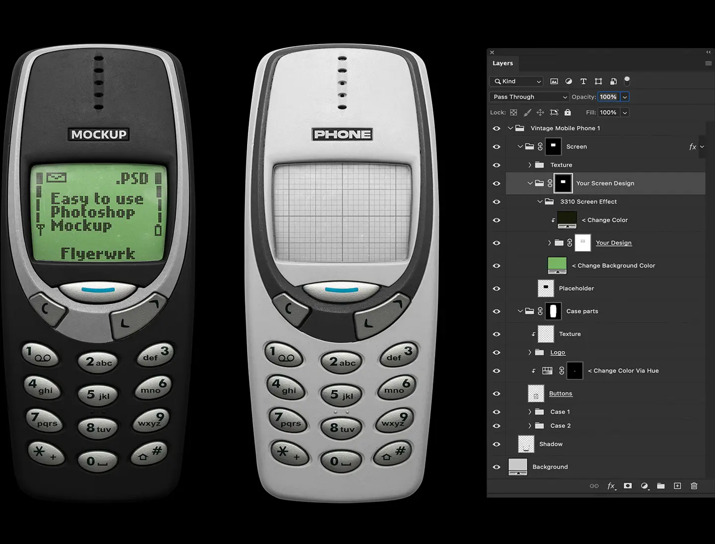 Iconic mobile phone mockup Photoshop smart object editing and customizable screen