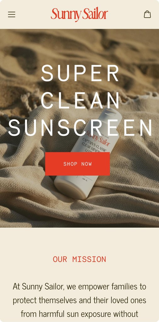 Sunny Sailor Mobile Responsive Design - Home Page 1