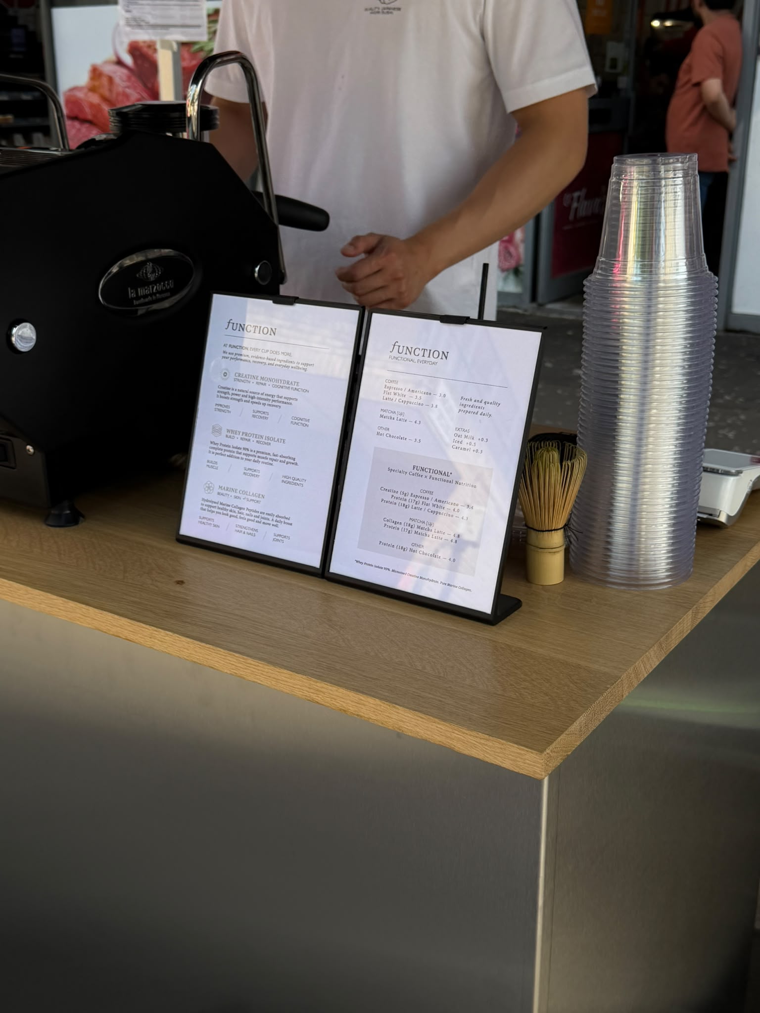 Warm hospitality setting with coffee and table service