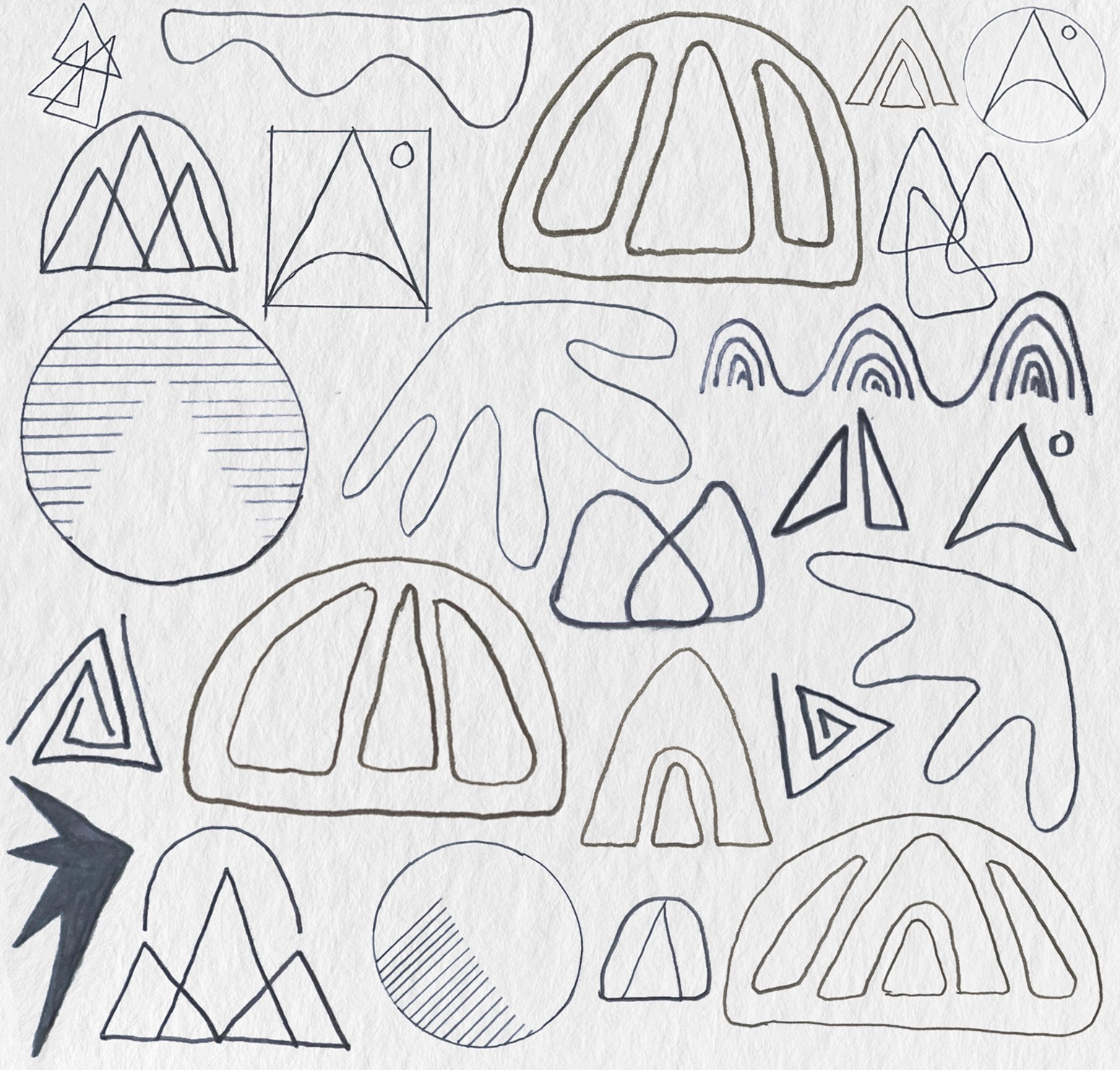 Logo drafted sketchs, pencile on paper