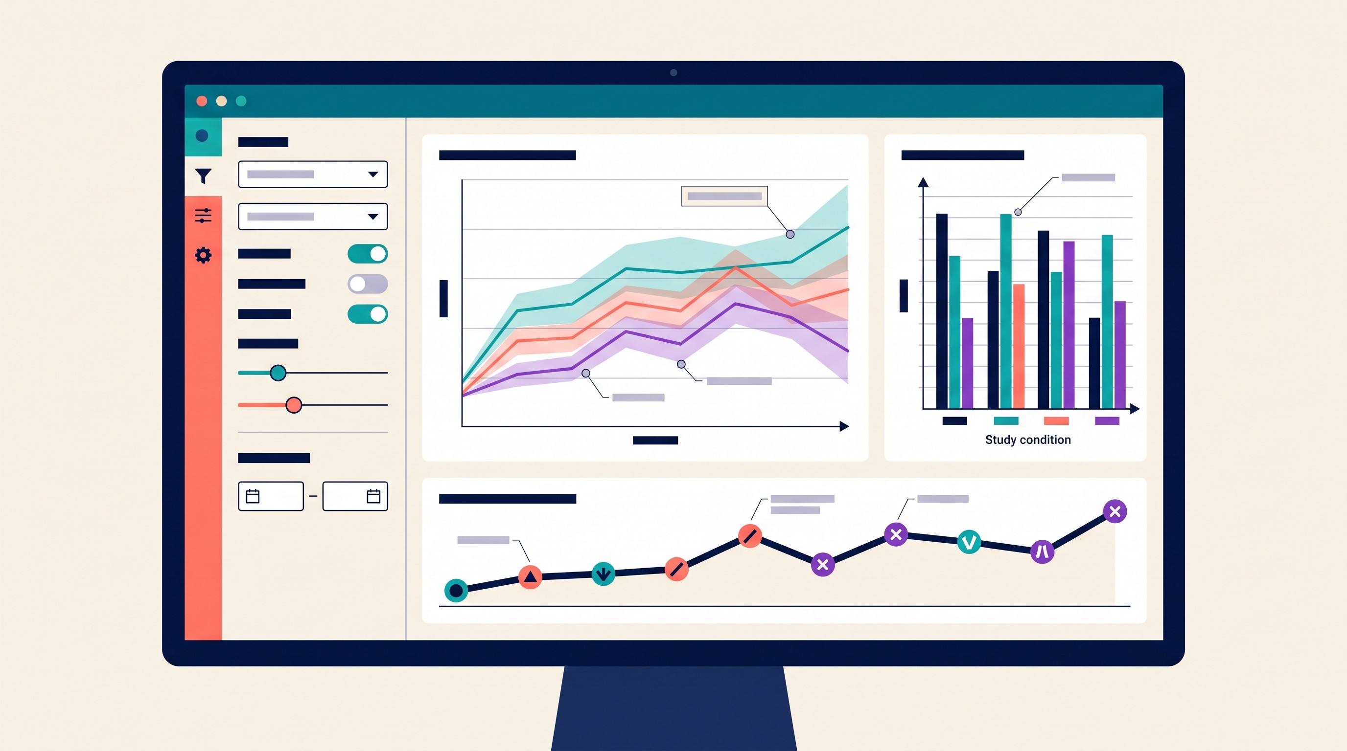 Interactive research data dashboard with filters