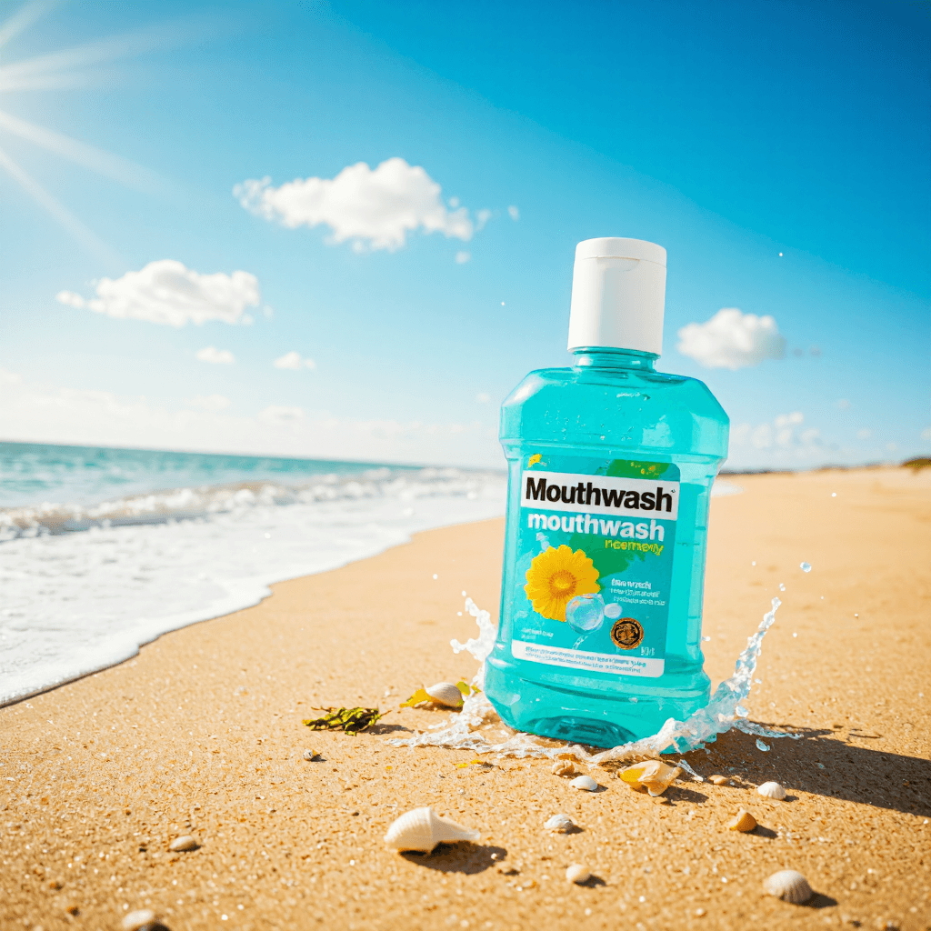 product photography of bottle of mouthwash