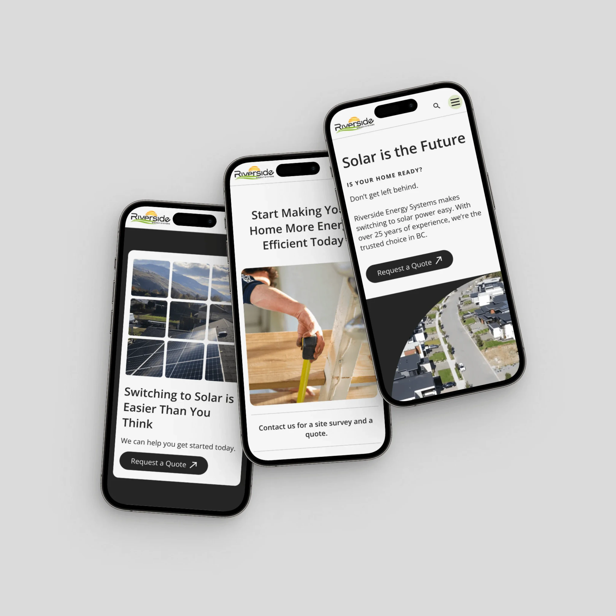 Riverside Energy website displayed on a digital device mockup