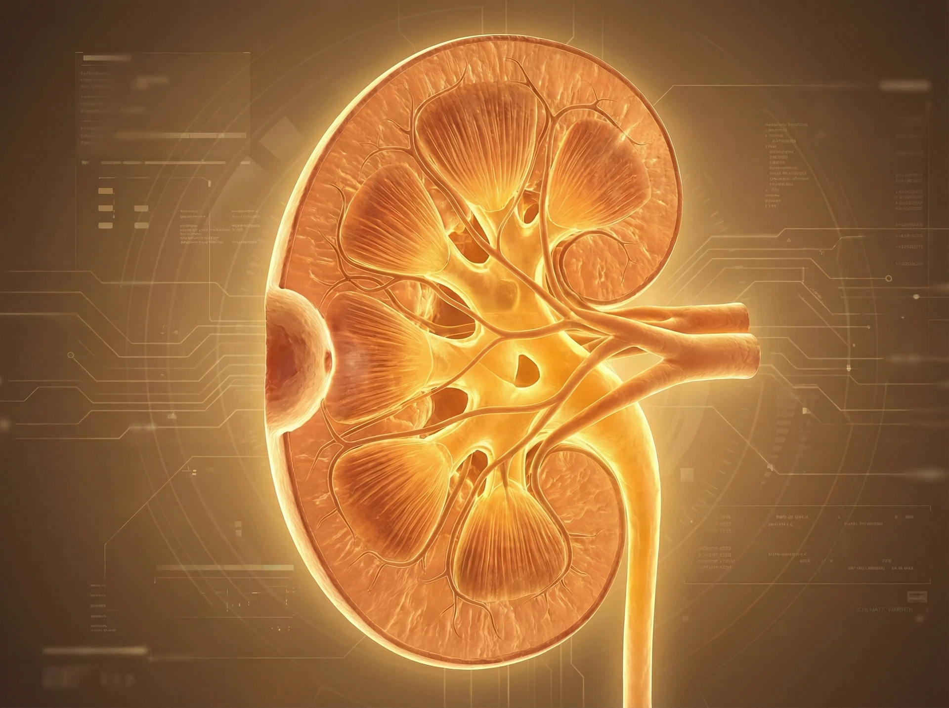 3D render of a kidney highlighting the high-definition visualization and precise surgical margins achievable through robotic surgery.