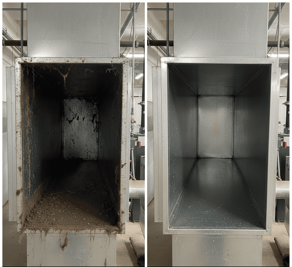 Before and after an HVAC is cleaned