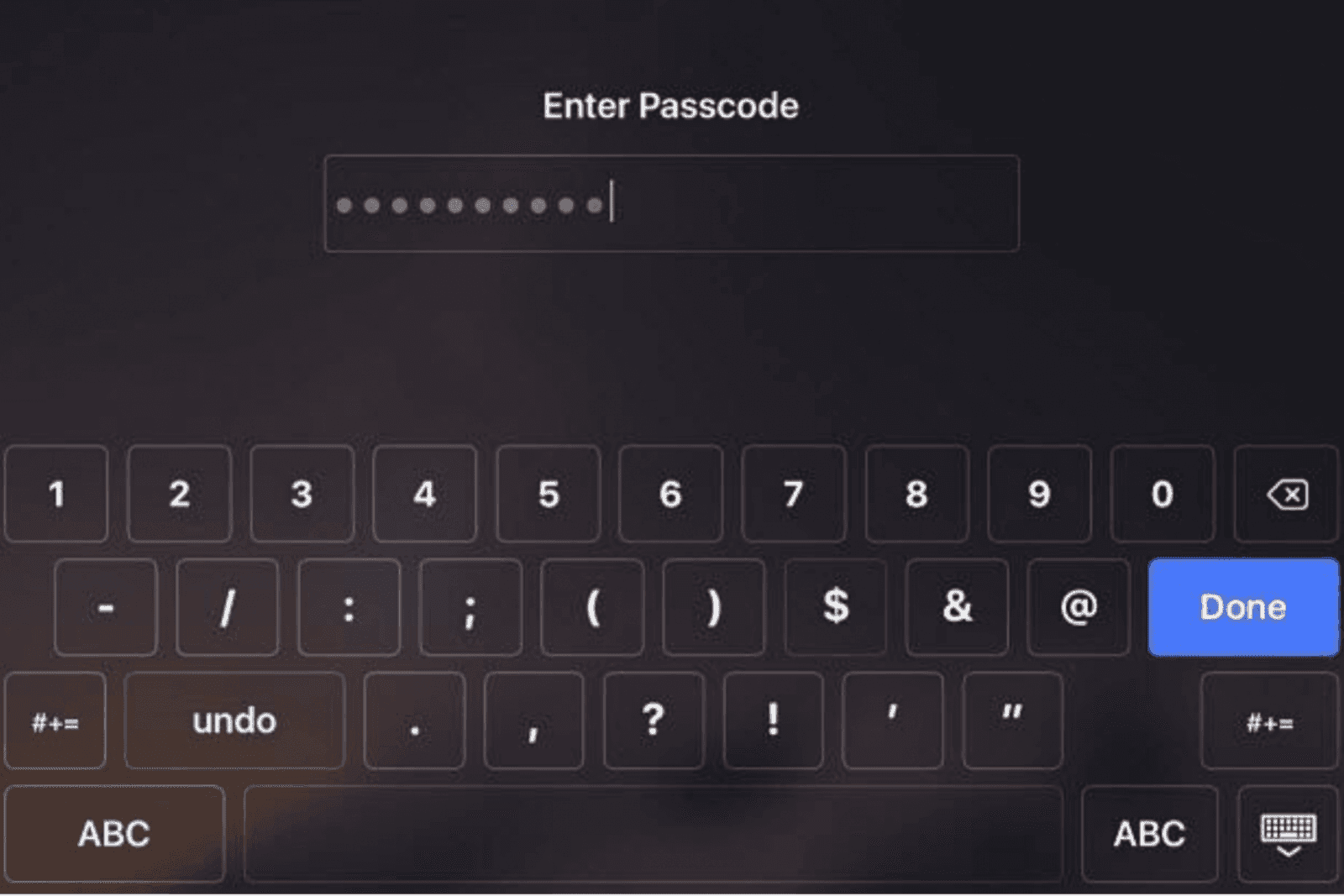 screenshot of iPad screen
