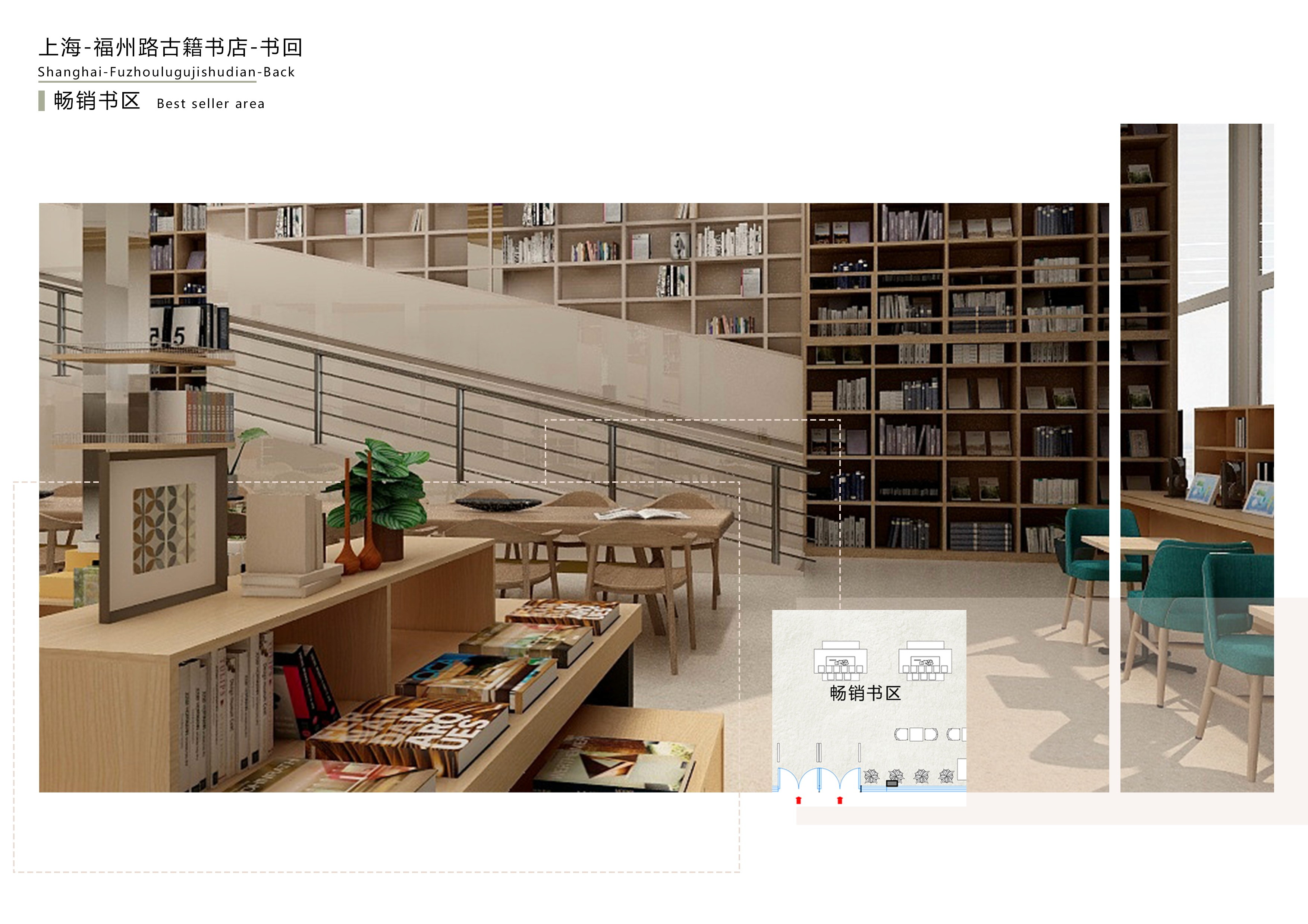 Rendered best-seller area in the Shuhui bookstore proposal