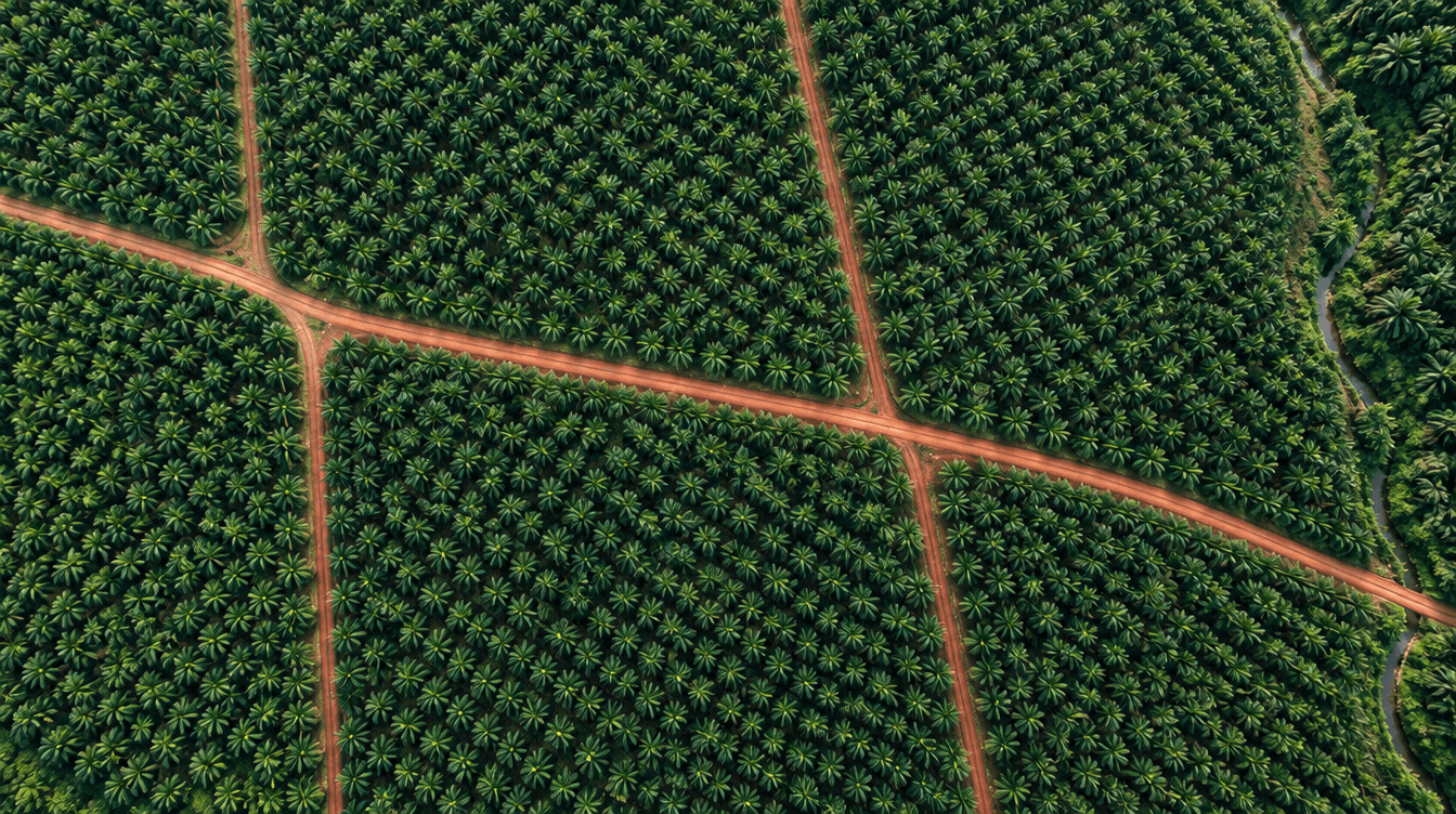 Fictional oil palm estate aerial