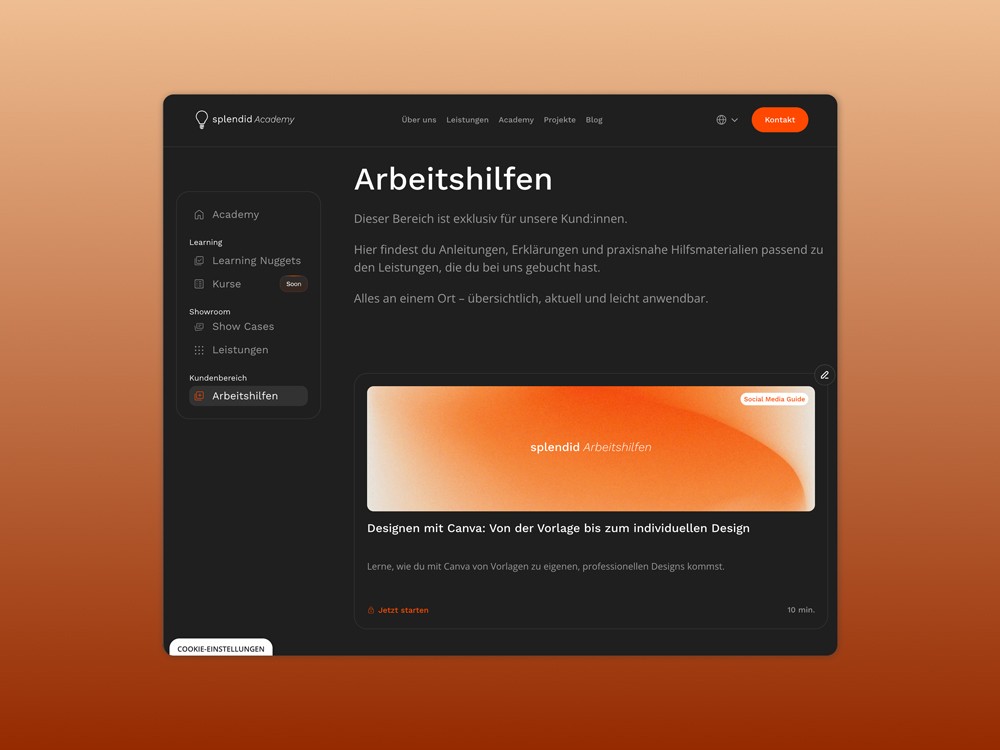 Arbeitshilfen der splendid academy.