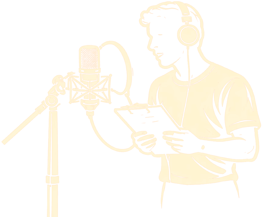 Actor in booth preparing to record for the voice over demo reel.