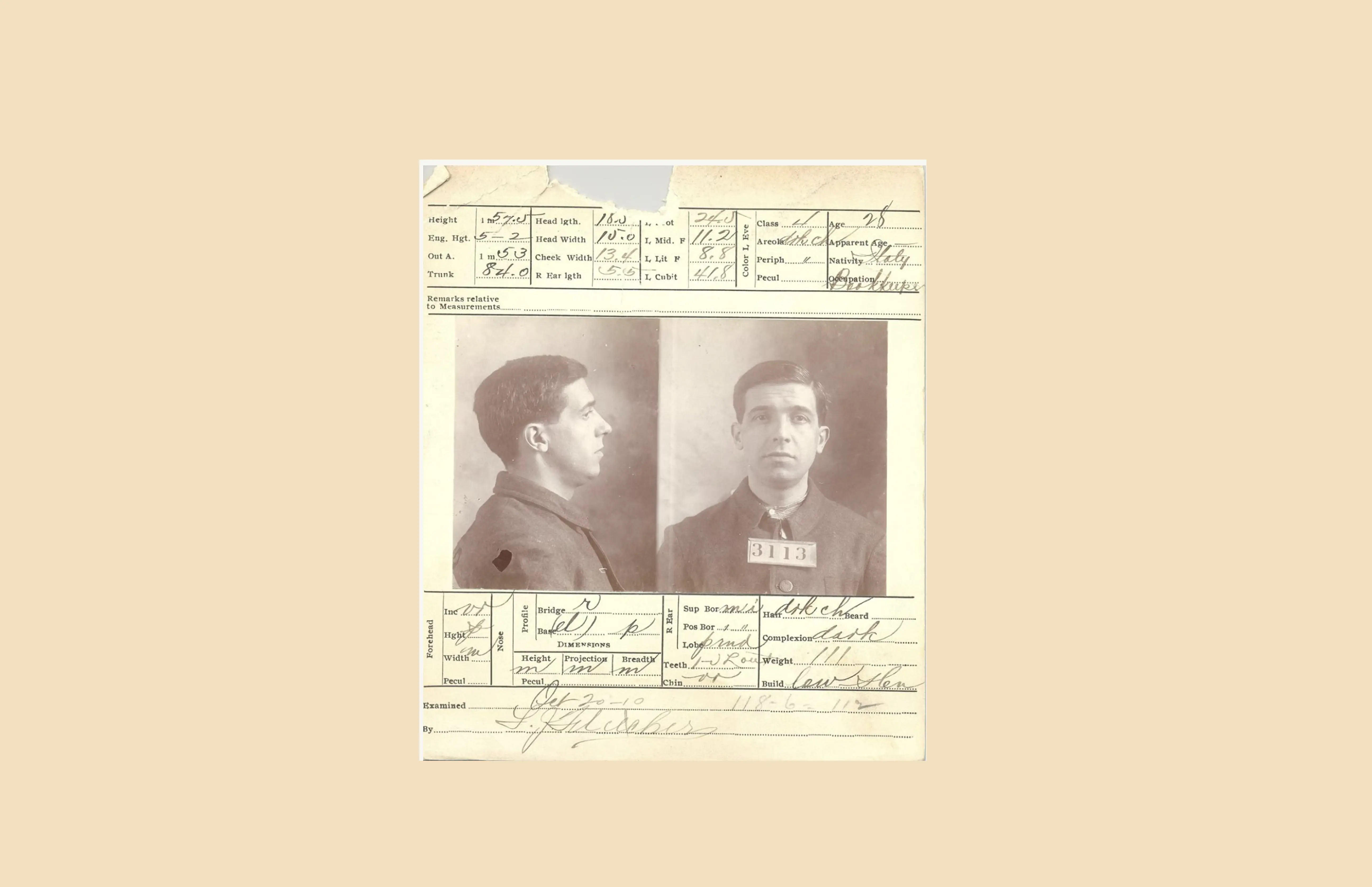 What Is a Ponzi Scheme?" section Caption: Charles Ponzi's inmate case file, 1910. Source: archives.gov