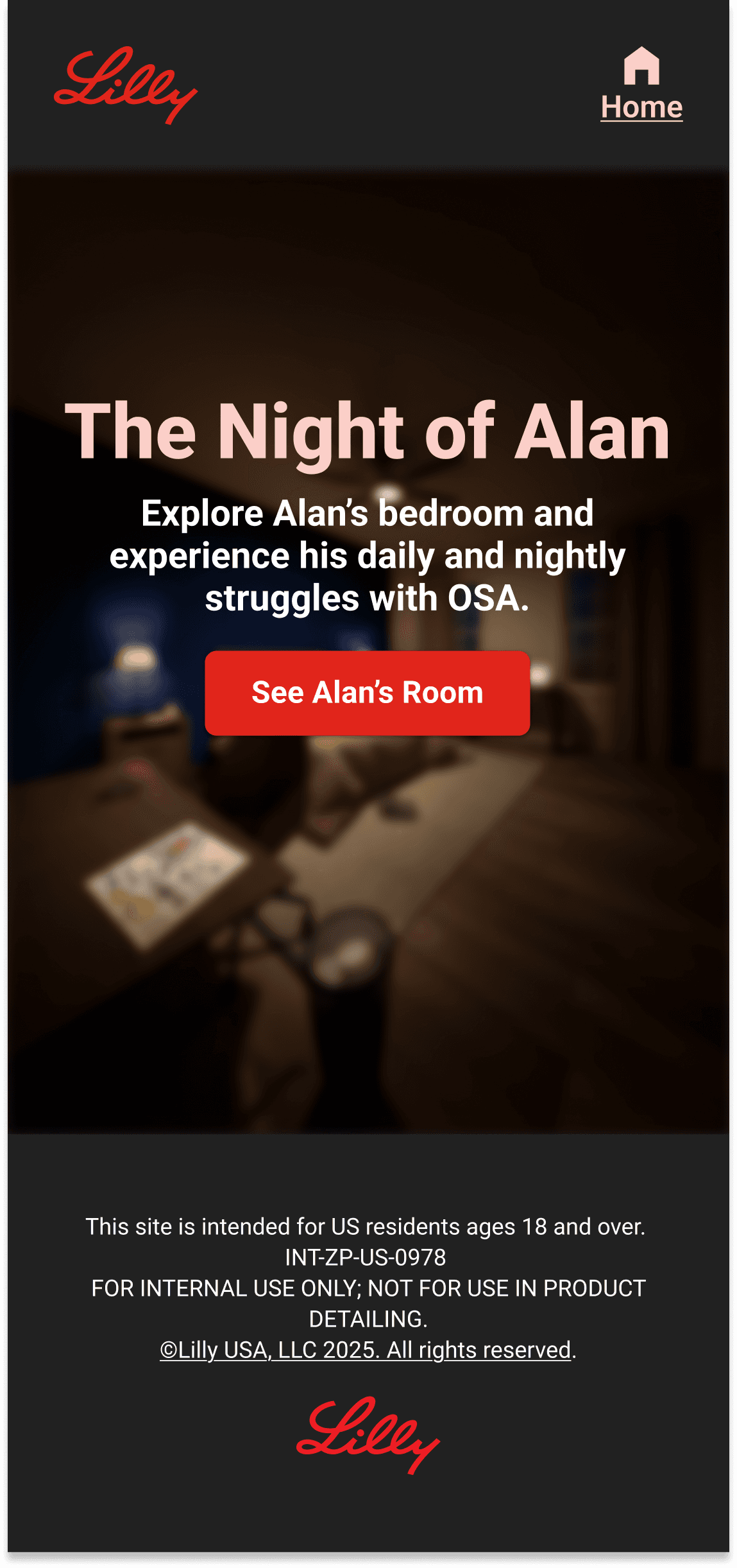 Mobile home page of interactive digital conference booth experience