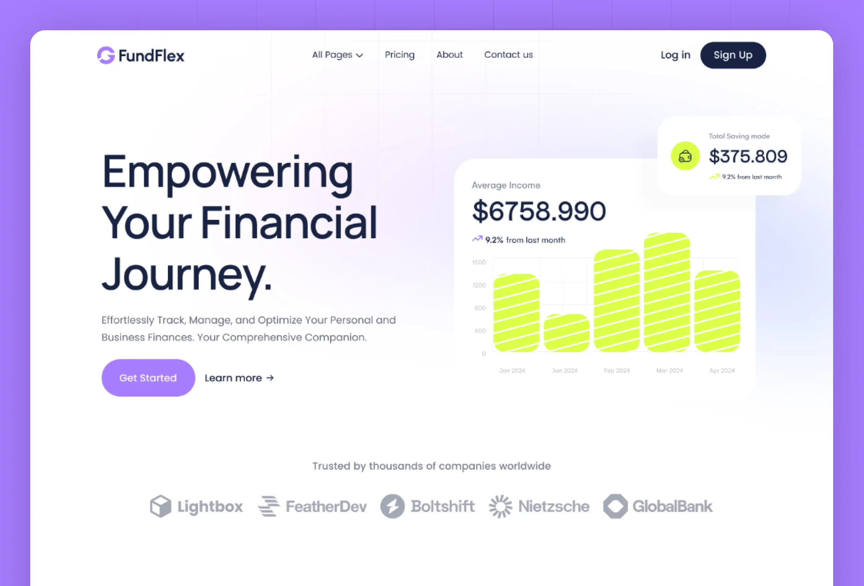 fundflex fintech and finance startups template