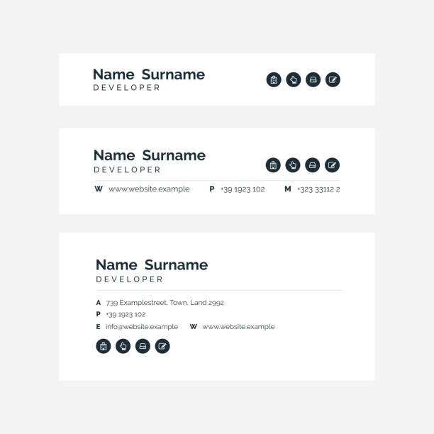 Vector Illustration Of Corporate Email Signature Design. Black Minimal Design.