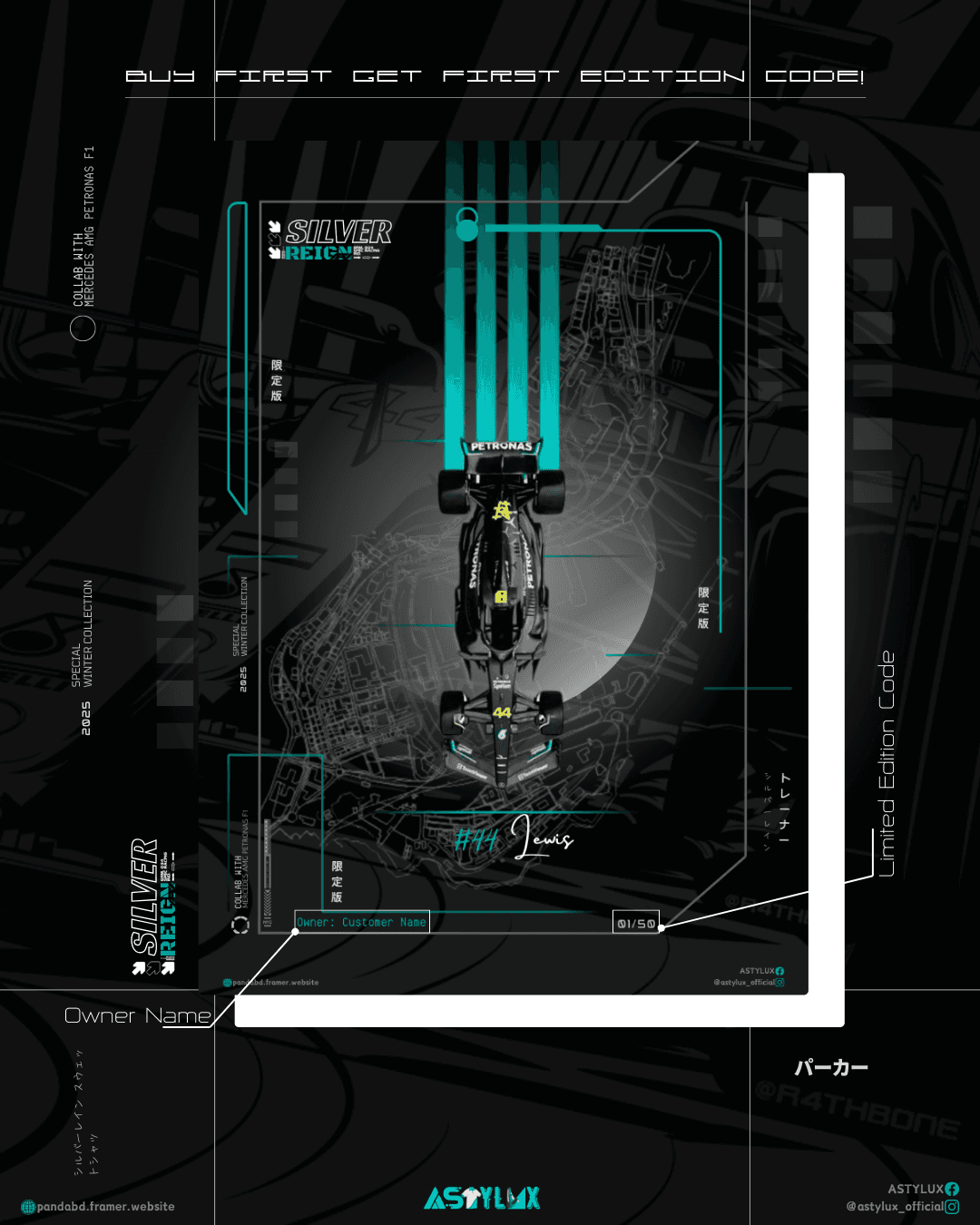 Silver Reign / Mercedes F1 Inspired Sweatshirt Ownership Card