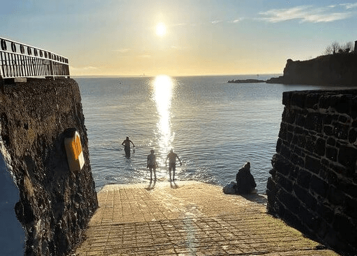 Swimming off the slip at Lawlors Beach, Dunmore East