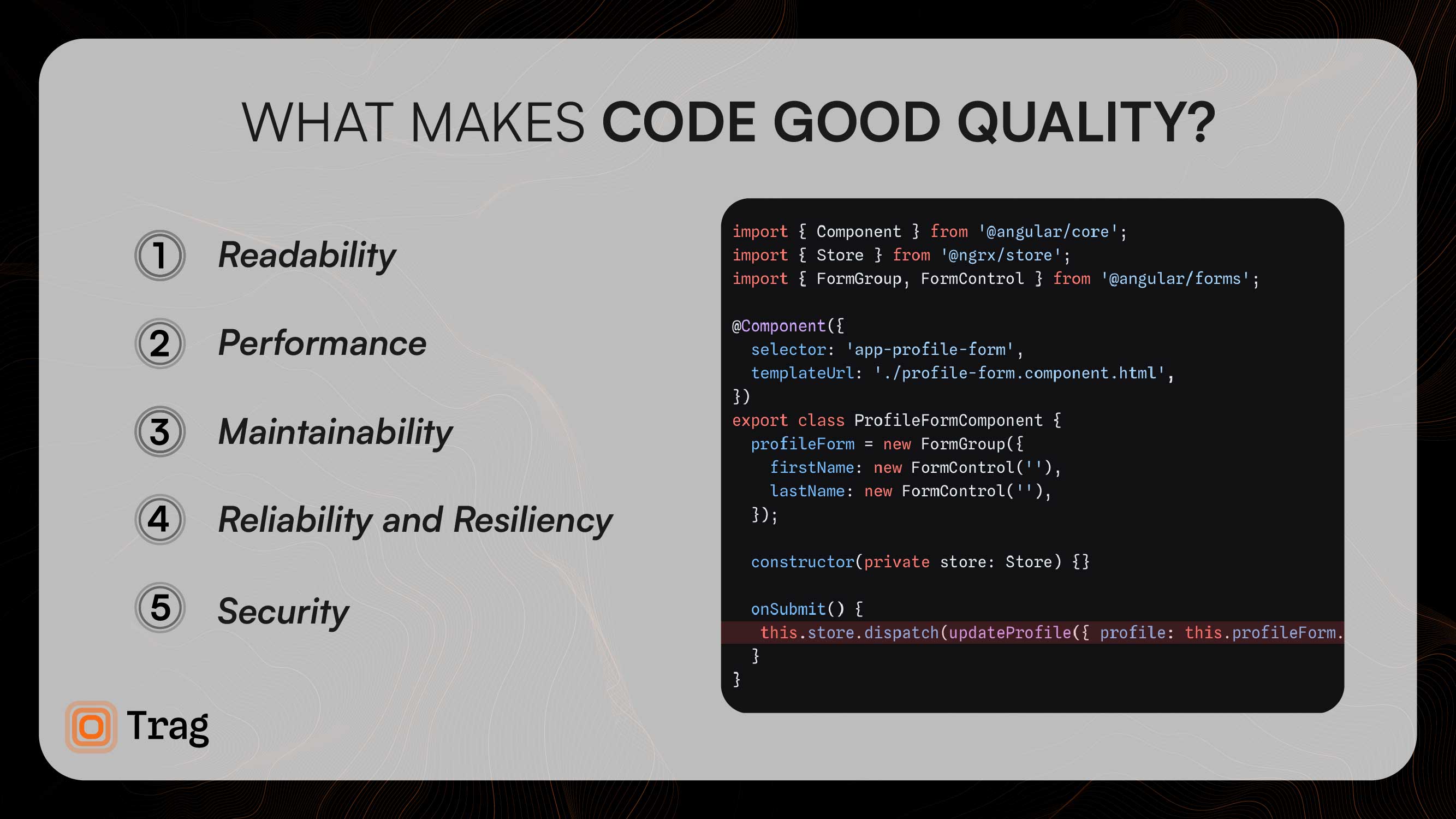 What are 5 pilars of code quality