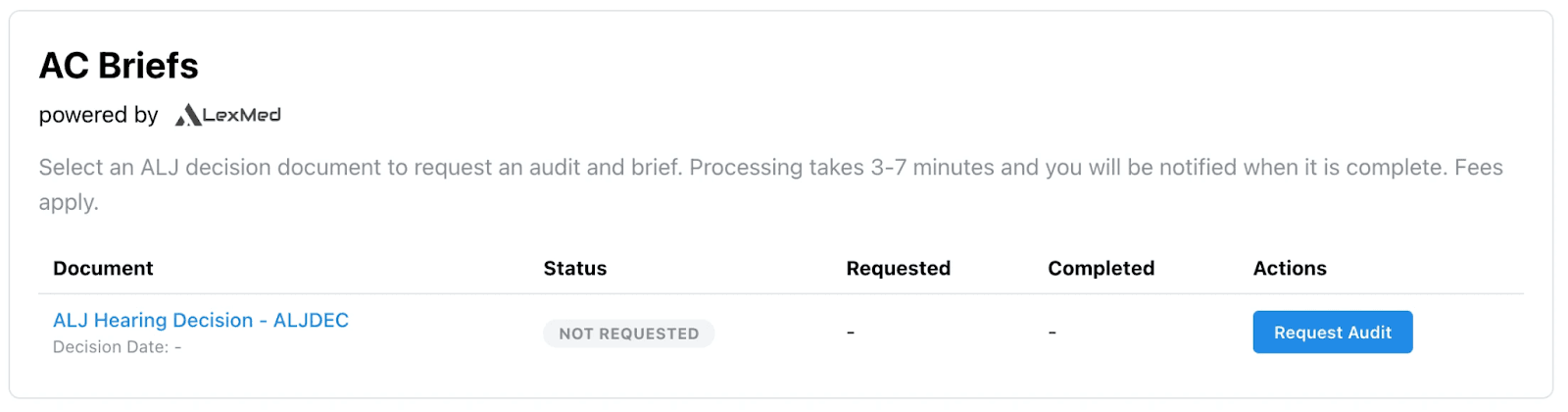 LexMed AC briefs workflow with Chronicle integration