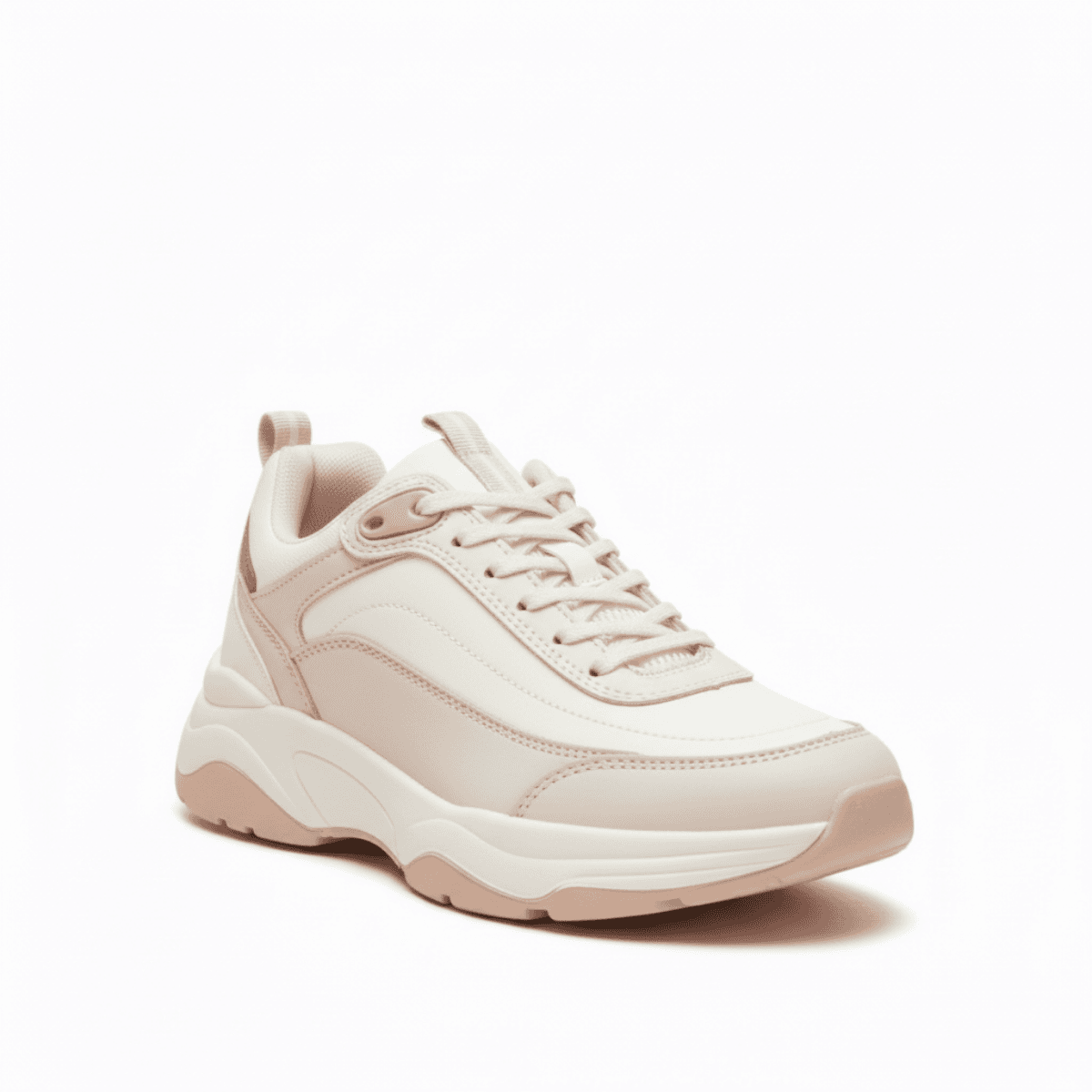 Beige Corbell women's sneaker with chunky sole and mixed-material upper.