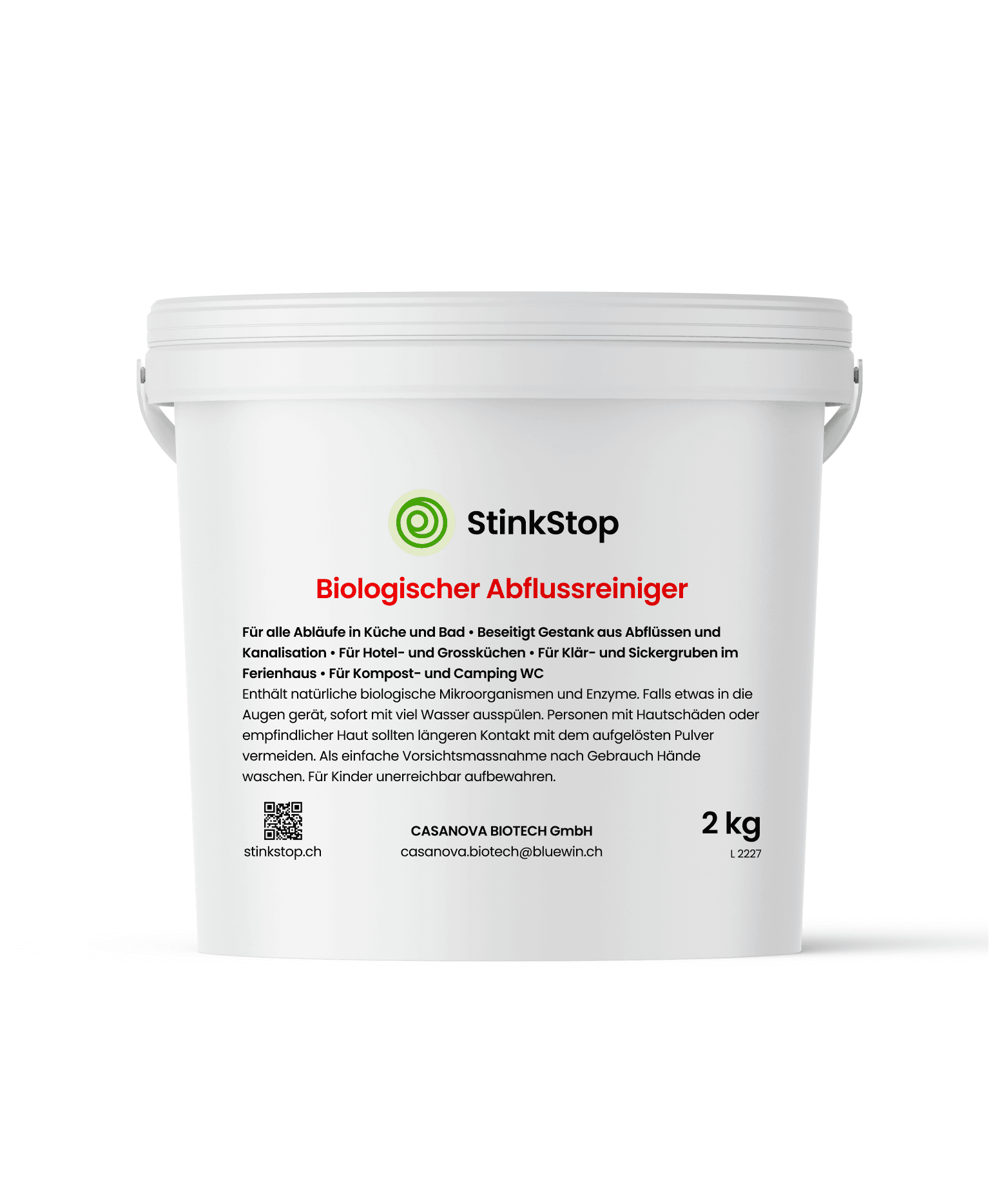 StinkStop Abflussreiniger 2kg auf weissem Hintergrund