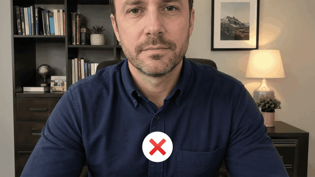 A remote interview setup with poor framing