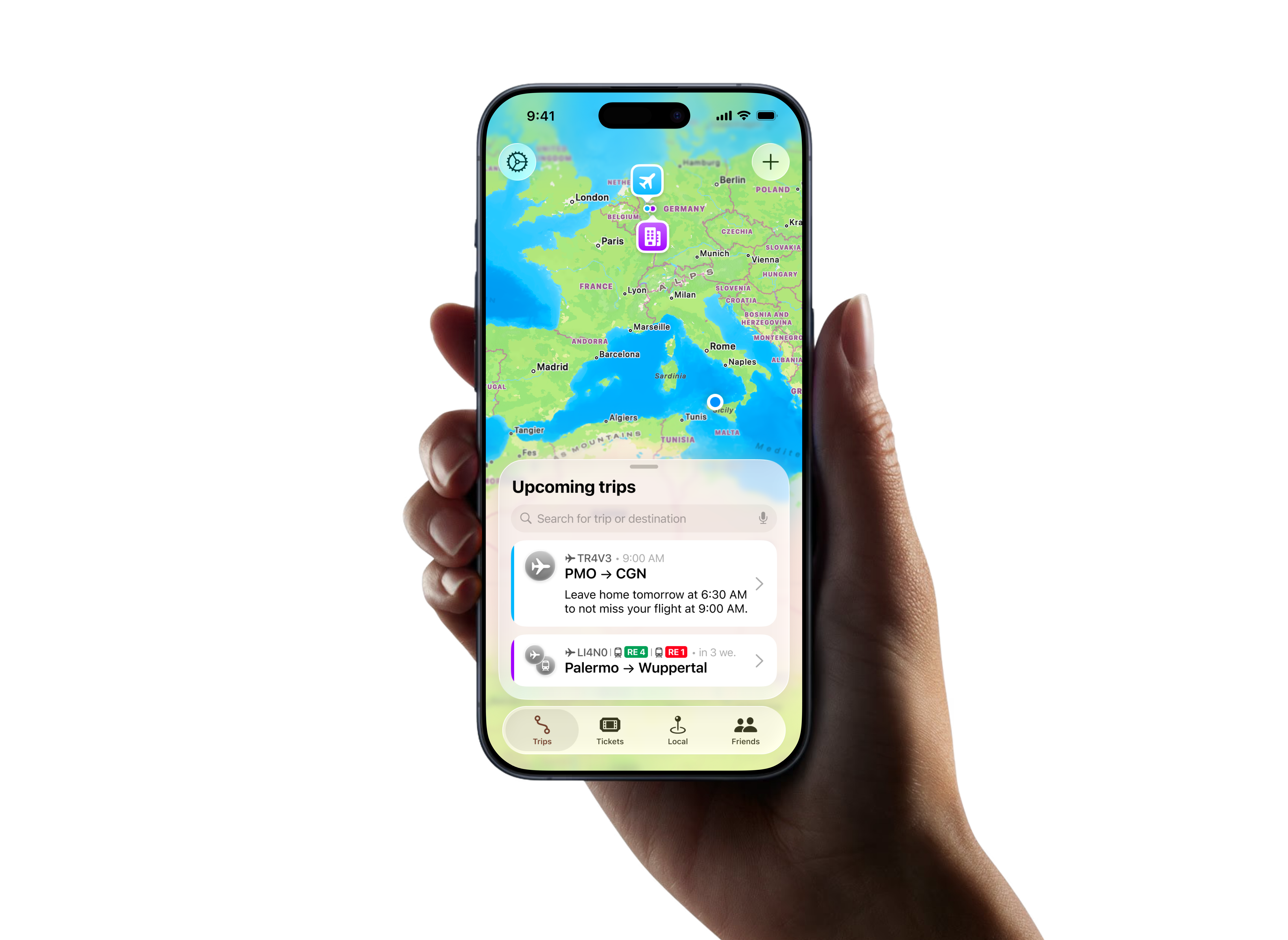 Home screen image of the travel app.