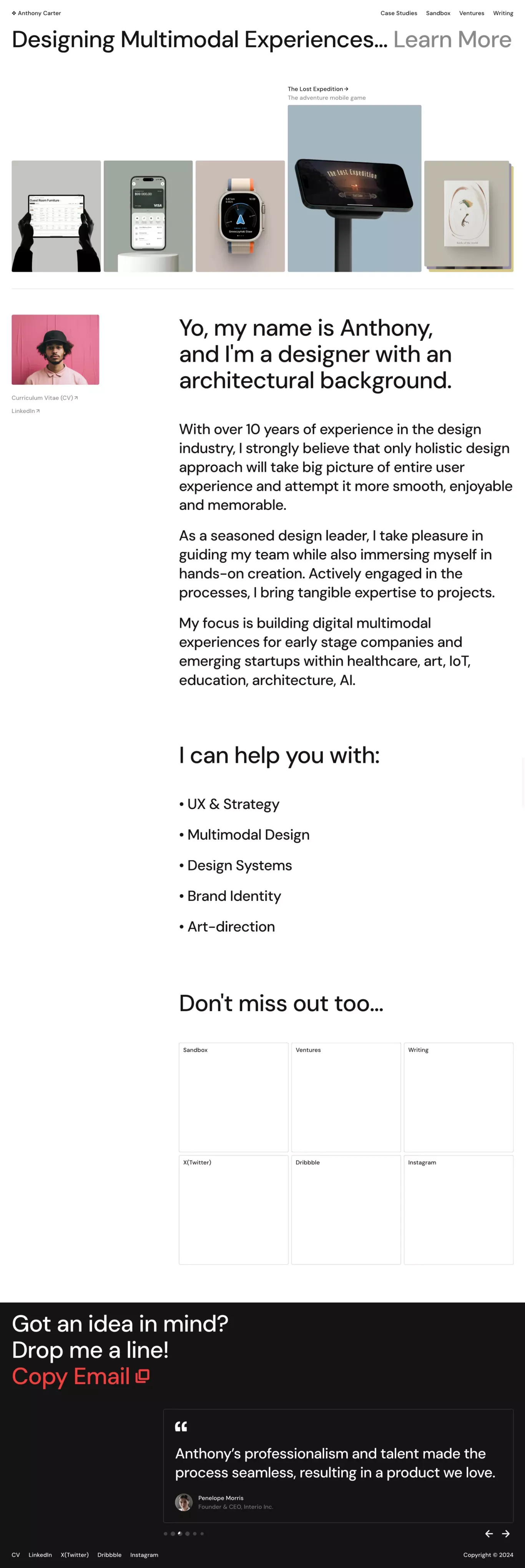 Majstar portfolio page screenshot showcasing Design and Tech design