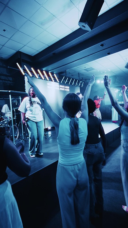 Film crew setup on scene.