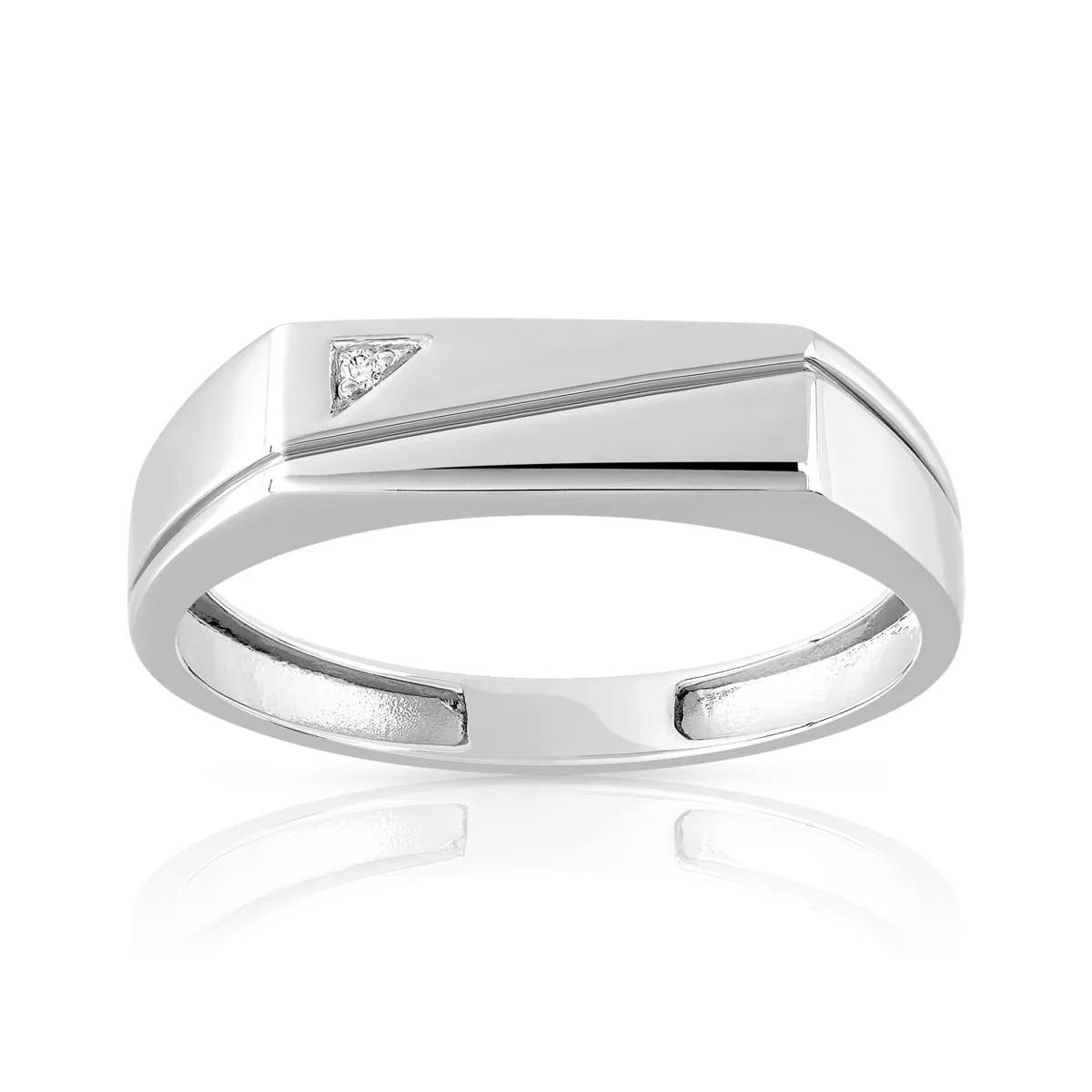 Chevalière en argent 925 sertie d'diamants