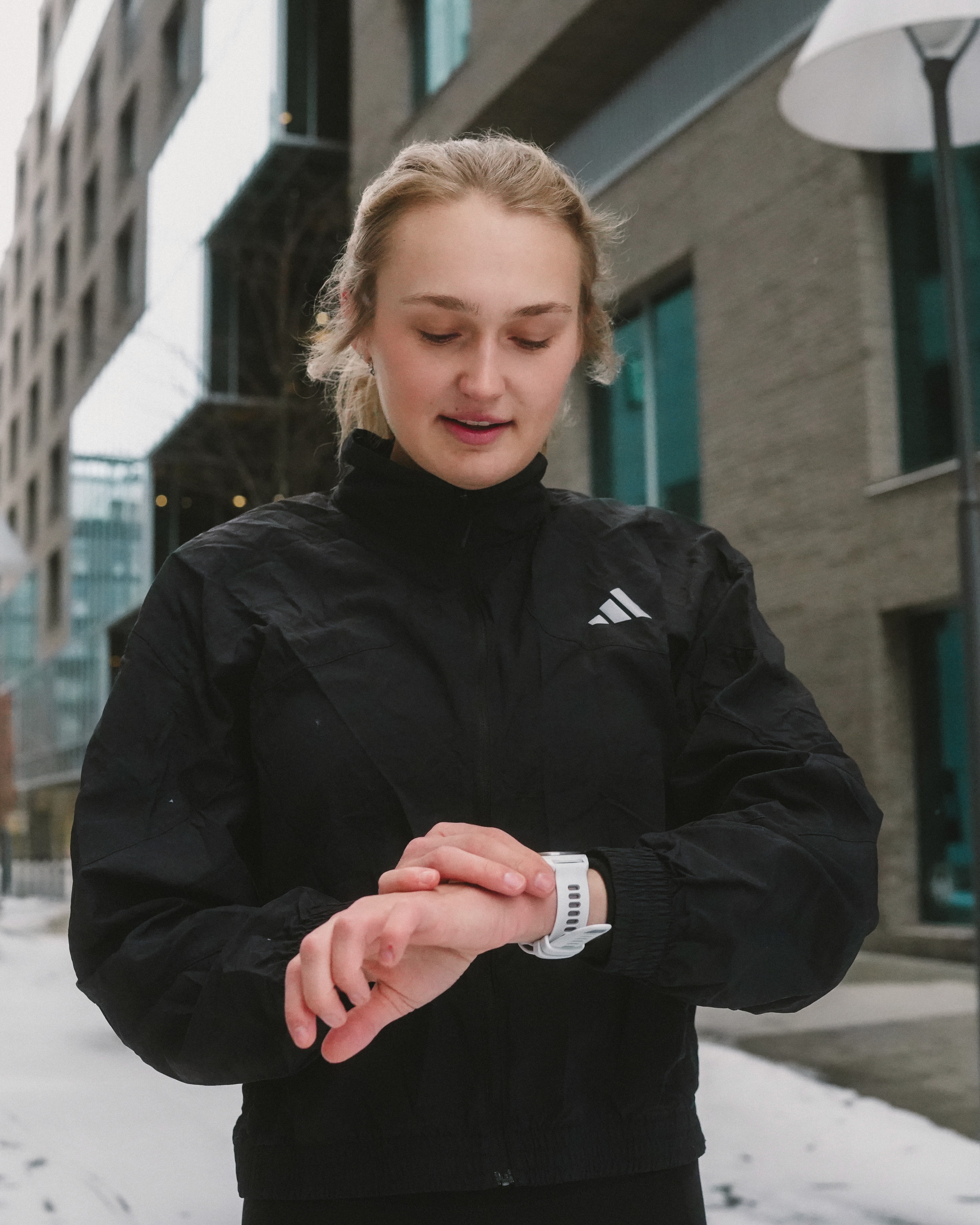 Athlete winning a race