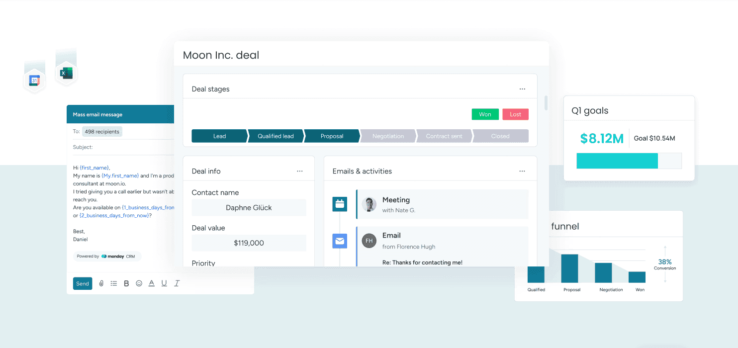 The interface of monday CRM
