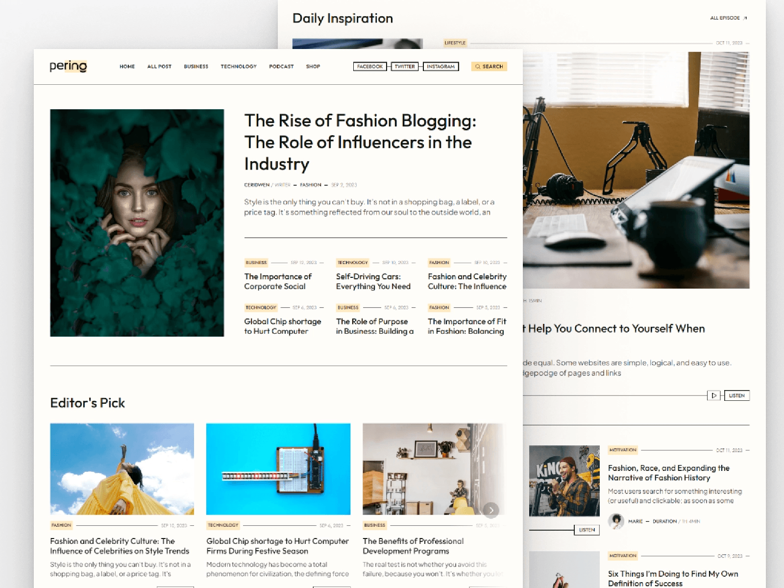 Top 9 Blog Website Templates - Pering